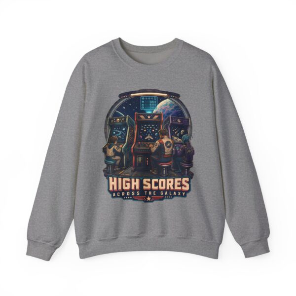 Retro Arcade Space Sweatshirt — "High Scores Across the Galaxy" Crewneck