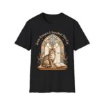 Cat Prayer T-Shirt — "Jesus Knows I Needed This Cat" Vintage Stained-Glass Design