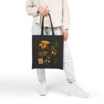 Mushroom Illustration Canvas Tote Bag — Forest Fungi Botanical Market Bag