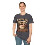 My Morning Voice Is Caffeinated T-Shirt — Coffee, Mic & Soundwave Vintage Tee