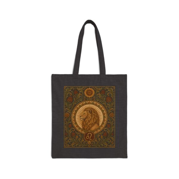 Leo Zodiac Cotton Canvas Tote Bag — Boho Astrology Lion Design