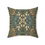 Vintage Floral Kaleidoscope Pillow — Sage, Blue & Peach Botanical Throw Pillow