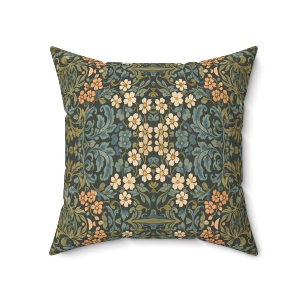 Vintage Floral Kaleidoscope Pillow — Sage, Blue & Peach Botanical Throw Pillow