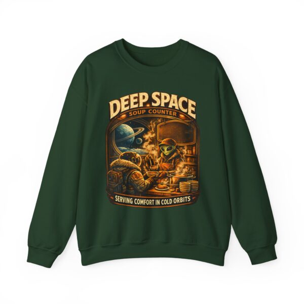 Deep Space Soup Counter Crewneck Sweatshirt — Retro Sci‑Fi Diner Graphic ("Serving Comfort in Cold Orbits")