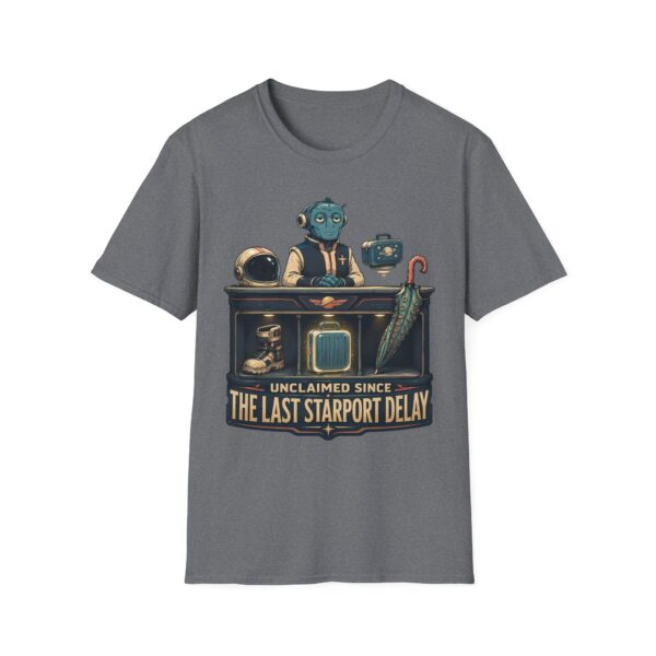 Retro Spaceport Tee — "Unclaimed Since The Last Starport Delay" Alien Deli Illustration