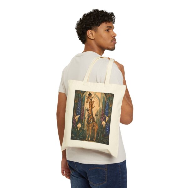 Giraffe Garden Canvas Tote Bag — Whimsical Floral Wildlife Print
