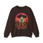 Beamed Up, Not Bothered Sweatshirt — Retro UFO & Jackrabbit Desert Crewneck