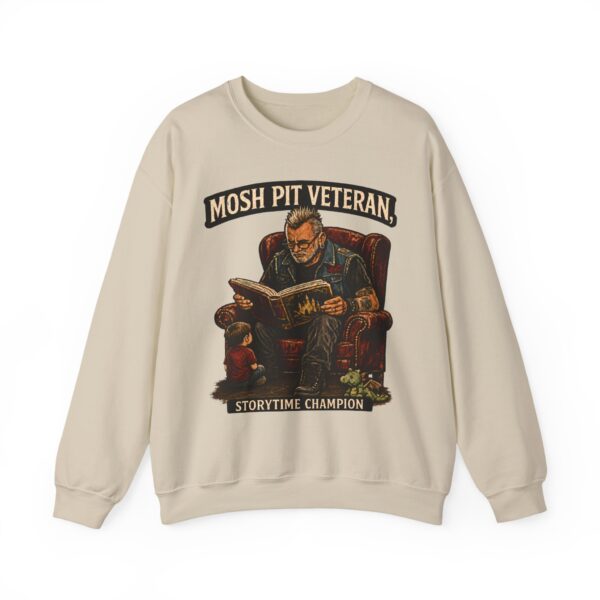 Mosh Pit Veteran Crewneck Sweatshirt — "Storytime Champion" Concert-Scene Pullover