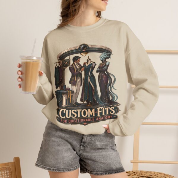 Crewneck Sweatshirt — 'Custom Fits: Questionable Anatomy' Vintage Tailor & Phantom Design