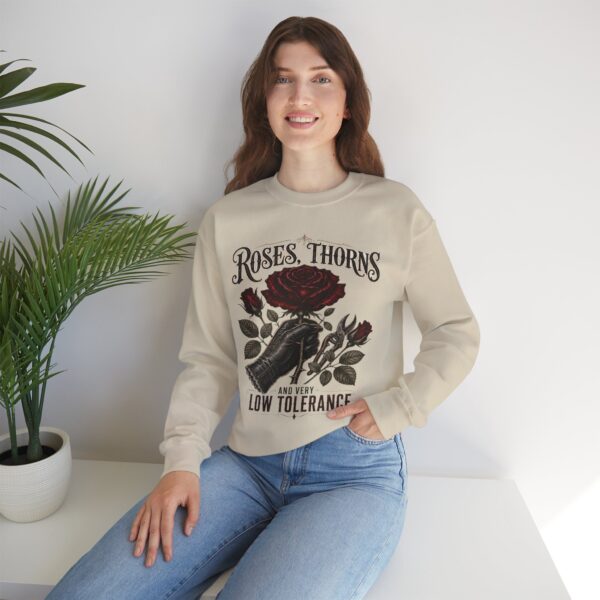 Crewneck Sweatshirt - Roses, Thorns and Very Low Tolerance Graphic