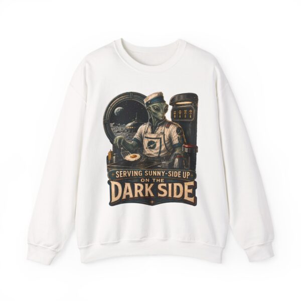 Crewneck Sweatshirt — "Serving Sunny-Side Up on the Dark Side" Alien Chef Graphic