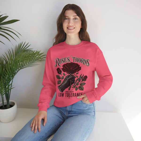 Crewneck Sweatshirt - Roses, Thorns and Very Low Tolerance Graphic