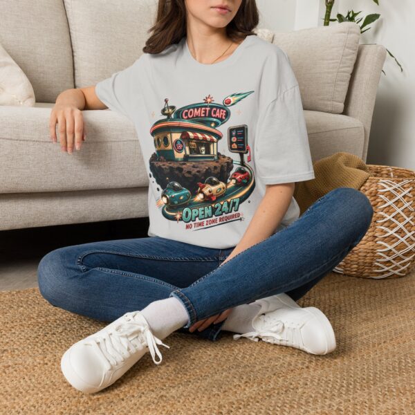 Comet Cafe T-Shirt — Retro Space Diner Graphic Tee ("Open 24/7")