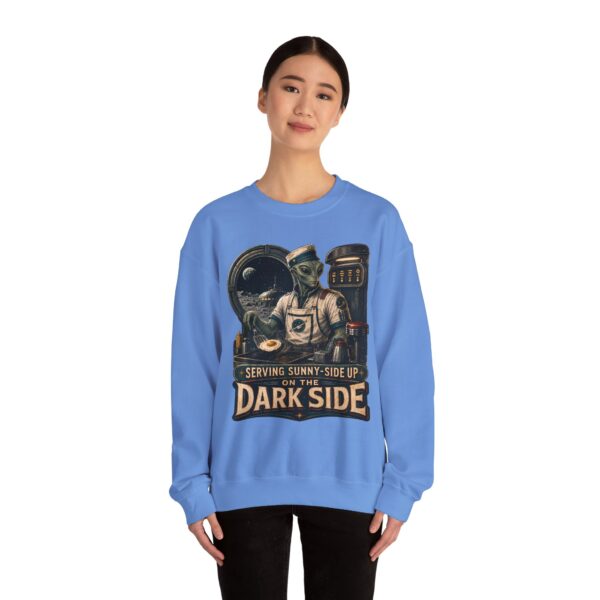 Crewneck Sweatshirt — "Serving Sunny-Side Up on the Dark Side" Alien Chef Graphic