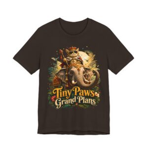 Tiny Paws, Grand Plans Tee — Crowned Cat Riding Elephant Vintage Graphic T-Shirt