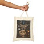 Mystic Moth Cotton Tote – Vintage Botanical Moonlit Art Bag