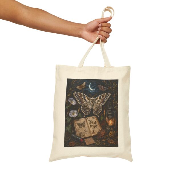 Mystic Moth Cotton Tote – Vintage Botanical Moonlit Art Bag