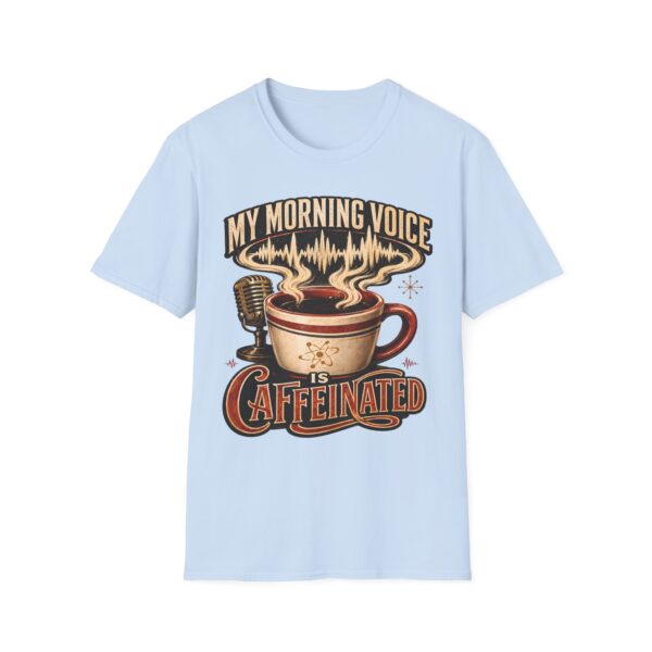 My Morning Voice Is Caffeinated T-Shirt — Coffee, Mic & Soundwave Vintage Tee