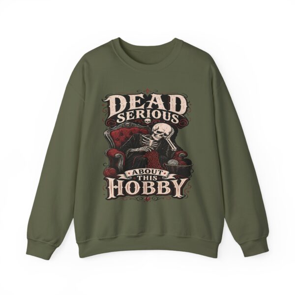 Dead Serious About This Hobby Crewneck Sweatshirt — Skeleton Crocheting Graphic