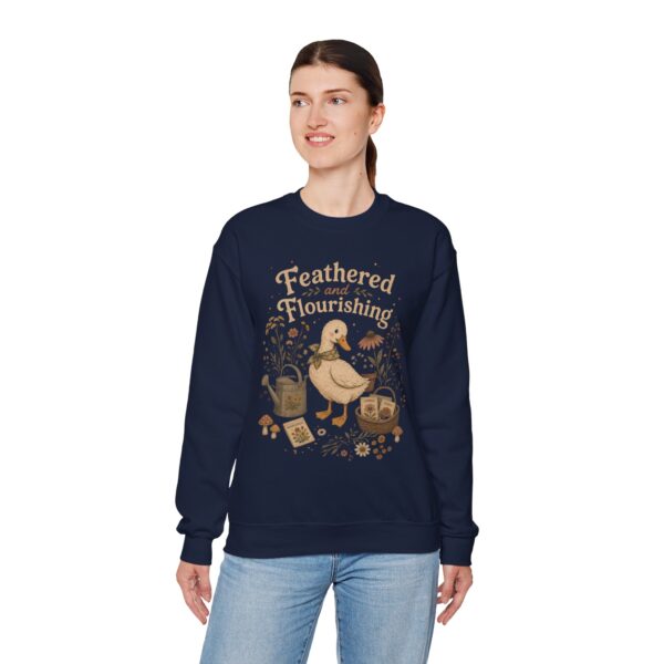 Duck Gardening Sweatshirt — "Feathered and Flourishing" Cozy Crewneck