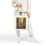 Giraffe Garden Canvas Tote Bag — Whimsical Floral Wildlife Print