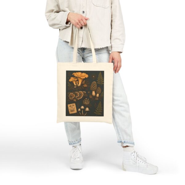 Mushroom Illustration Canvas Tote Bag — Forest Fungi Botanical Market Bag