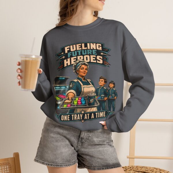 Lunch Lady Tribute Crewneck Sweatshirt — "Fueling Future Heroes: One Tray at a Time"