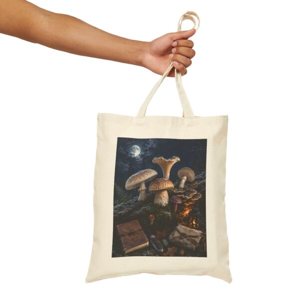 Mushroom Moon Canvas Tote — Botanical Fairycore Mushroom Market Bag