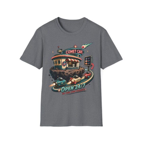 Comet Cafe T-Shirt — Retro Space Diner Graphic Tee ("Open 24/7")