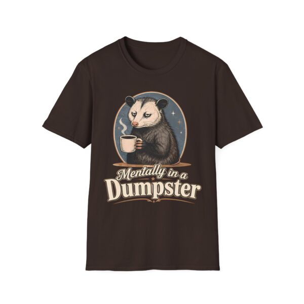 Mentally in a Dumpster Possum Tee — Cute Sarcastic Coffee Graphic T-Shirt