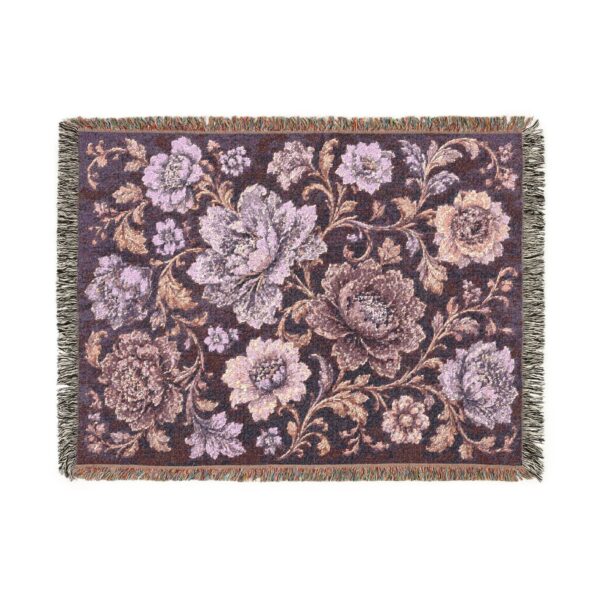 Floral Woven Blanket — Vintage Rose Jacquard Throw