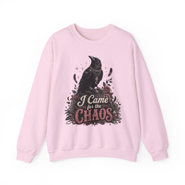 Sweatshirt — “I Came for the Chaos” Raven Graphic Crewneck