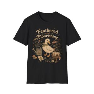 Feathered and Flourishing Duck Tee — Cottagecore Floral Graphic T-Shirt