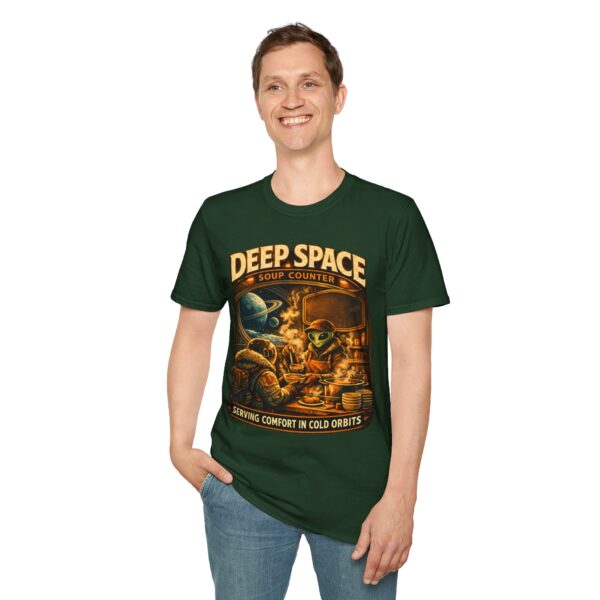 Deep Space Soup Counter T‑Shirt — Alien Diner Retro Sci‑Fi Tee