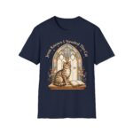 Cat Prayer T-Shirt — "Jesus Knows I Needed This Cat" Vintage Stained-Glass Design