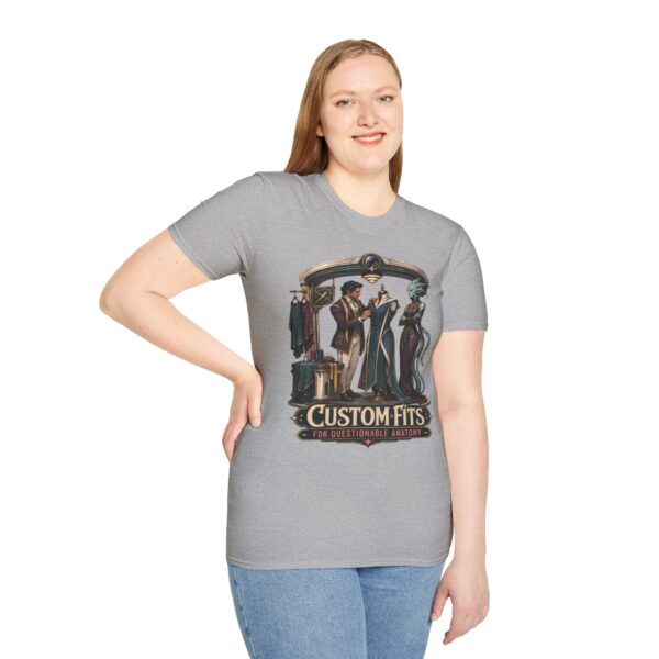 Vintage Tailor Shop T-Shirt — "Custom Fits" Fantasy RPG Graphic Tee