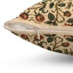 Vintage Rose Tapestry Pillow — Antique Cream & Deep Red Floral Throw