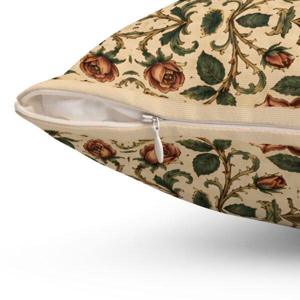 Vintage Rose Tapestry Pillow — Antique Cream & Deep Red Floral Throw