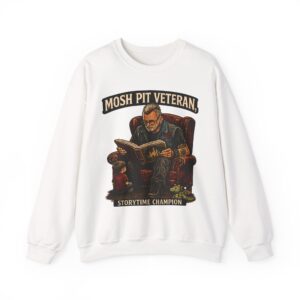 Mosh Pit Veteran Crewneck Sweatshirt — "Storytime Champion" Concert-Scene Pullover