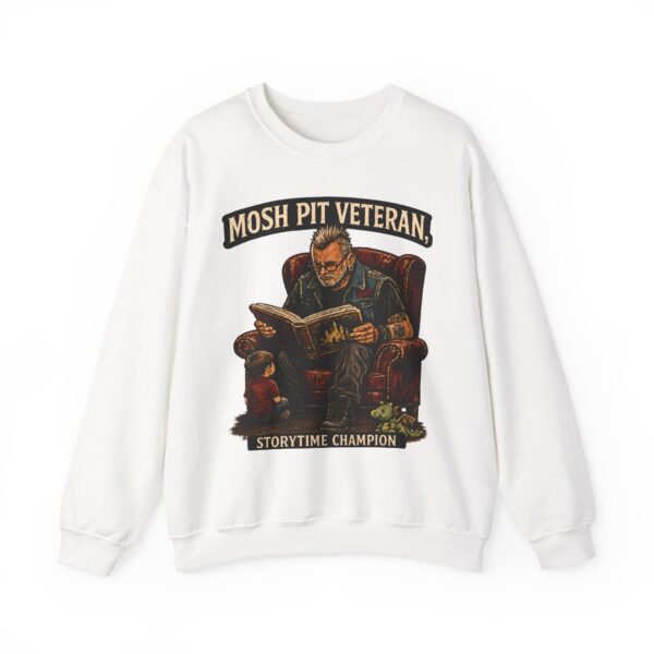 Mosh Pit Veteran Crewneck Sweatshirt — "Storytime Champion" Concert-Scene Pullover