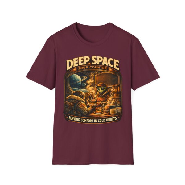Deep Space Soup Counter T‑Shirt — Alien Diner Retro Sci‑Fi Tee