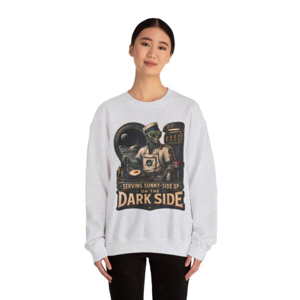 Crewneck Sweatshirt — "Serving Sunny-Side Up on the Dark Side" Alien Chef Graphic