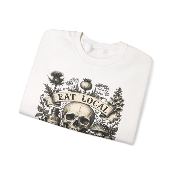 Eat Local Stay Cautious skull illustration Sweatshirt | botanical apothecary design