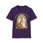 Cat Prayer T-Shirt — "Jesus Knows I Needed This Cat" Vintage Stained-Glass Design