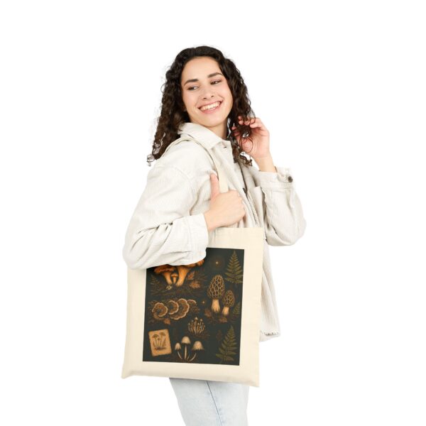 Mushroom Illustration Canvas Tote Bag — Forest Fungi Botanical Market Bag