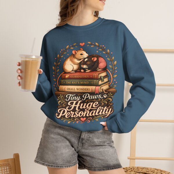 Hamster Booklover Sweatshirt — "Tiny Paws, Huge Personality" Cozy Crewneck