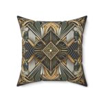 Art Deco Geometric Throw Pillow — Gold & Emerald Decorative Cushion