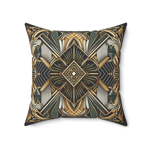 Art Deco Geometric Throw Pillow — Gold & Emerald Decorative Cushion