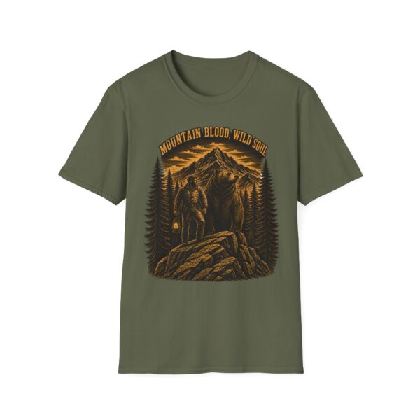 Mountain Blood Wild Soul T-Shirt — Retro Mountain Wolf Adventure Tee