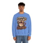 Caffeinated Crewneck Sweatshirt — “My Morning Voice Is Caffeinated” Coffee + Microphone Graphic